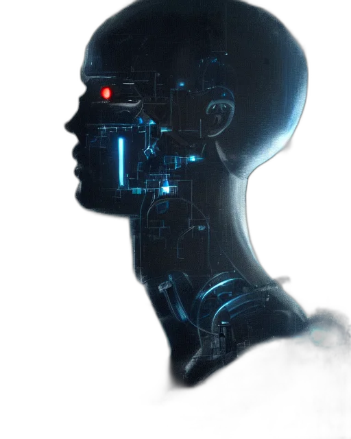 robot, face, mask, cyberpunk transparent PNG cut-out