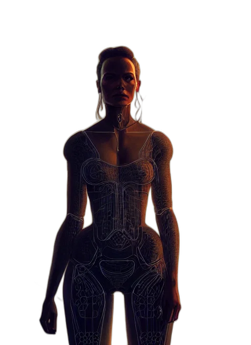dress, robot, jewelry, staff transparent PNG cut-out