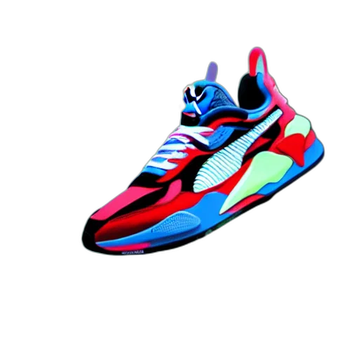 shoes, 3d render, vaporwave, photorealistic transparent PNG cut-out