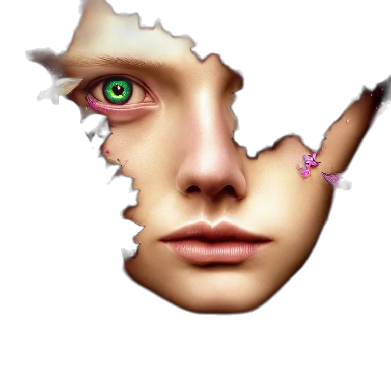face, mask, 3d render, photorealistic transparent PNG cut-out