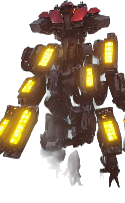 robot, weapon, concept art, 3d render transparent PNG cut-out