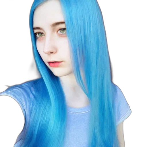hair, anime, photorealistic, vaporwave transparent PNG cut-out