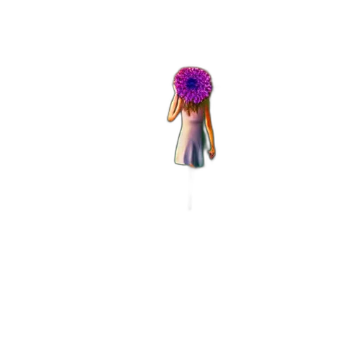hair, dress, creature, staff transparent PNG cut-out