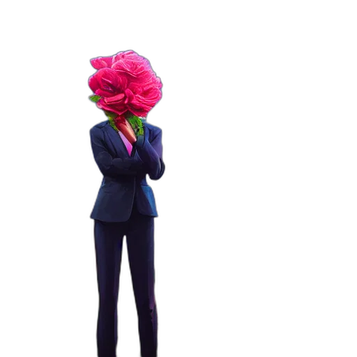 flower, jacket, hat, staff transparent PNG cut-out