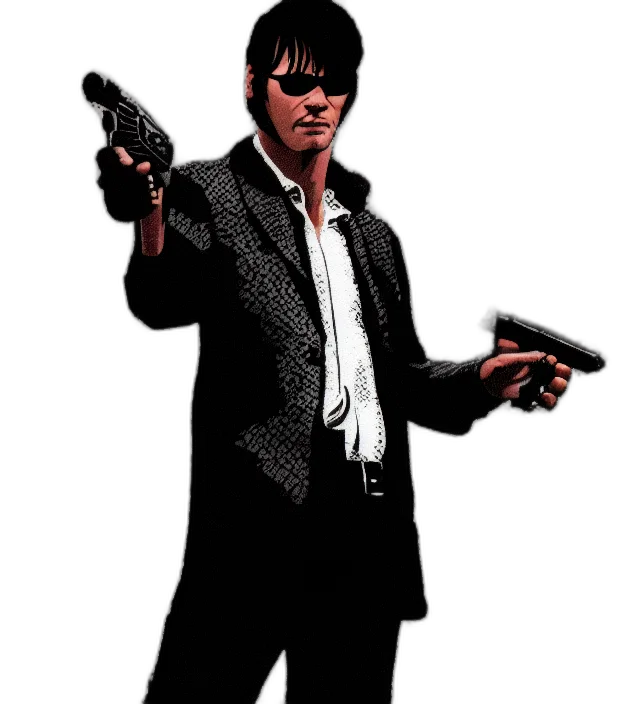jacket, weapon, staff, comic book art transparent PNG cut-out