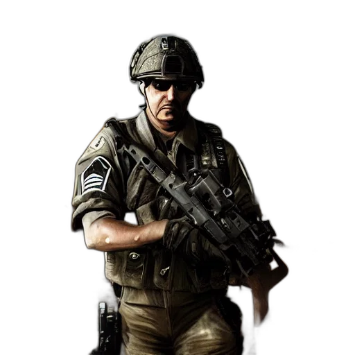 weapon, staff, face, jacket transparent PNG cut-out