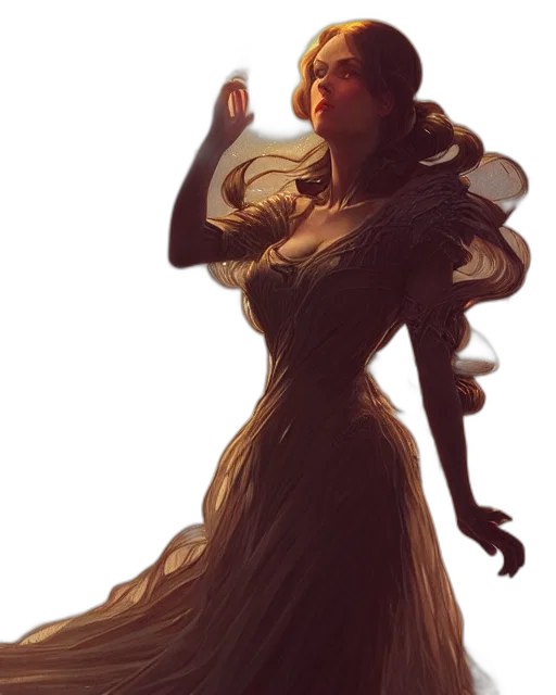 dress, crown, staff, concept art transparent PNG cut-out