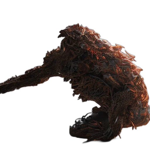 hair, dragon, shoes, staff transparent PNG cut-out