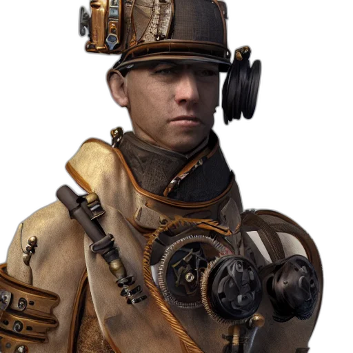 staff, robot, hat, face transparent PNG cut-out