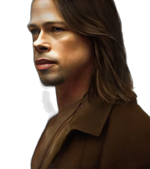 face, hair, jacket, staff transparent PNG cut-out