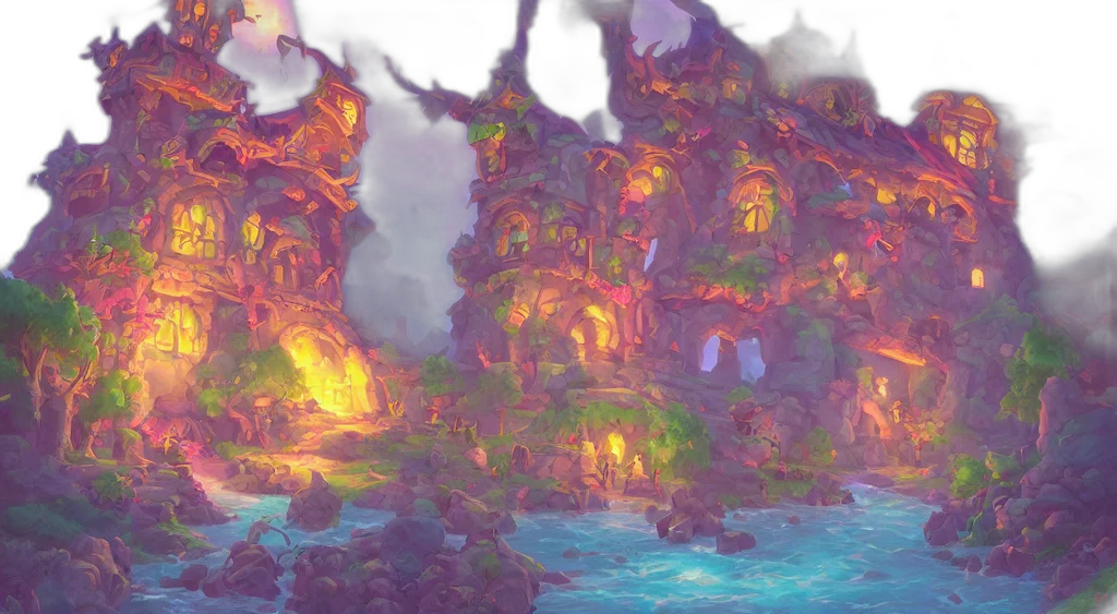 concept art, fantasy art, watercolor, 3d render transparent PNG cut-out