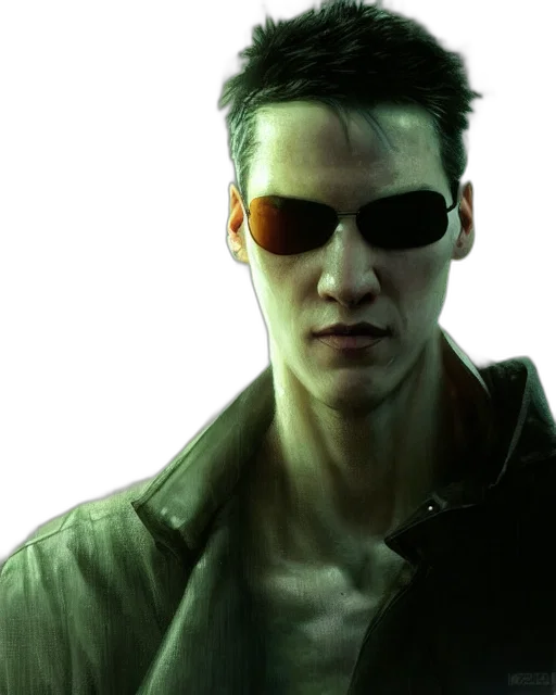 jacket, face, cyberpunk, photorealistic transparent PNG cut-out