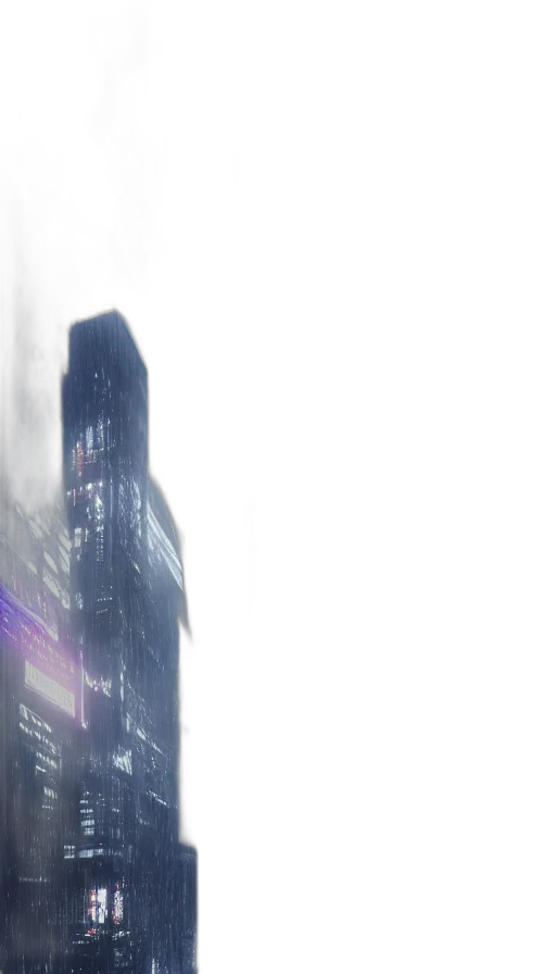 building, robot, cyberpunk, 3d render transparent PNG cut-out