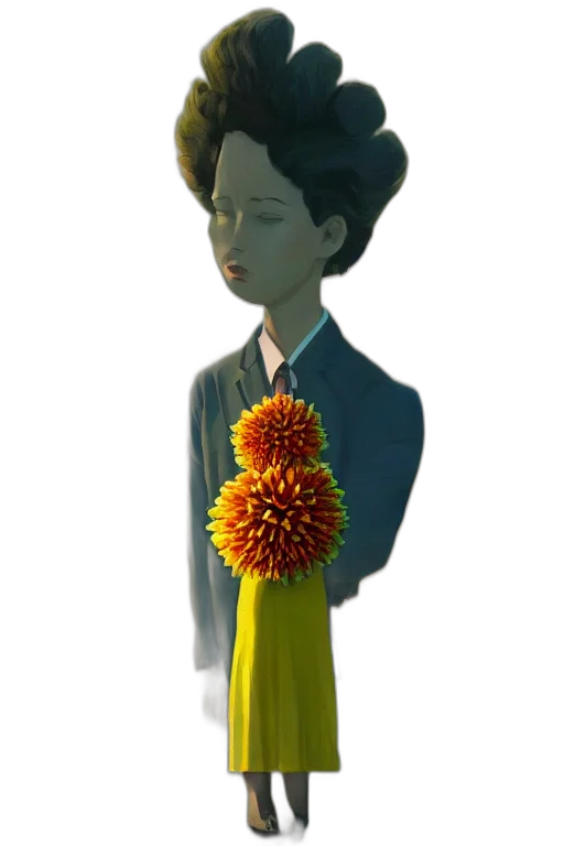 staff, flower, umbrella, dress transparent PNG cut-out