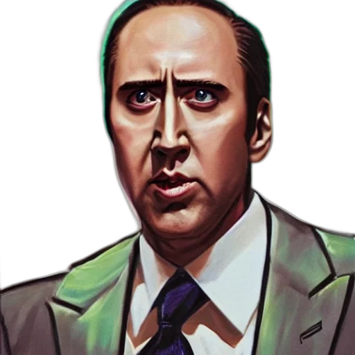 face, jacket, staff, comic book art transparent PNG cut-out