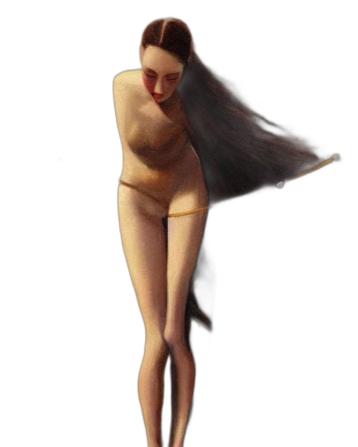 dress, staff, hair, creature transparent PNG cut-out
