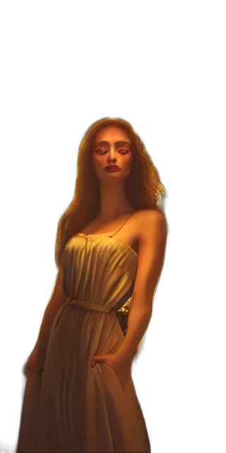 dress, jewelry, face, staff transparent PNG cut-out