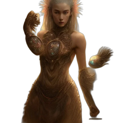 creature, dress, hair, dragon transparent PNG cut-out