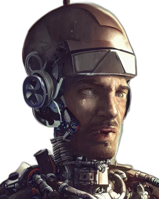 robot, face, cyberpunk, concept art transparent PNG cut-out