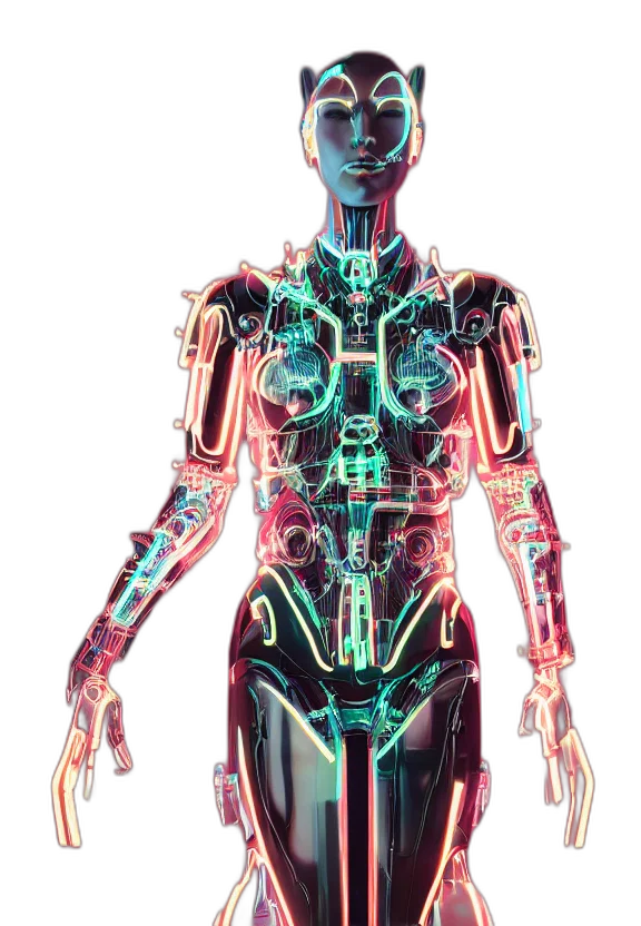 robot, dress, cyberpunk, concept art transparent PNG cut-out
