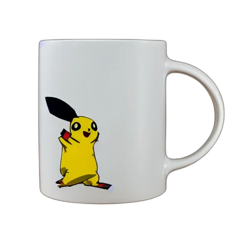 3d render, photorealistic, pikachu, mug transparent PNG cut-out