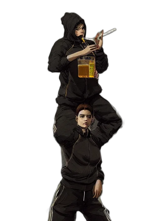 jacket, staff, weapon, bottle transparent PNG cut-out