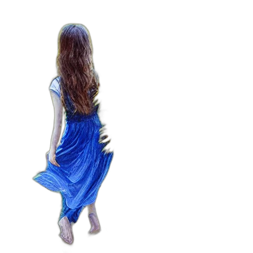 dress, hair, staff, creature transparent PNG cut-out