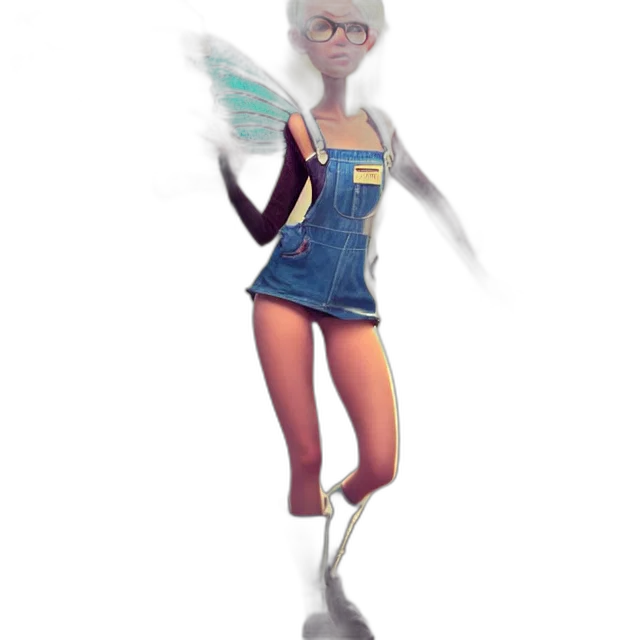 dress, robot, staff, creature transparent PNG cut-out