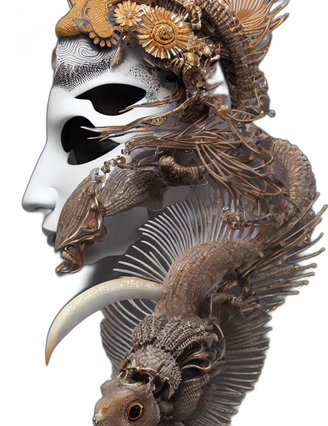 mask, dragon, face, crown transparent PNG cut-out
