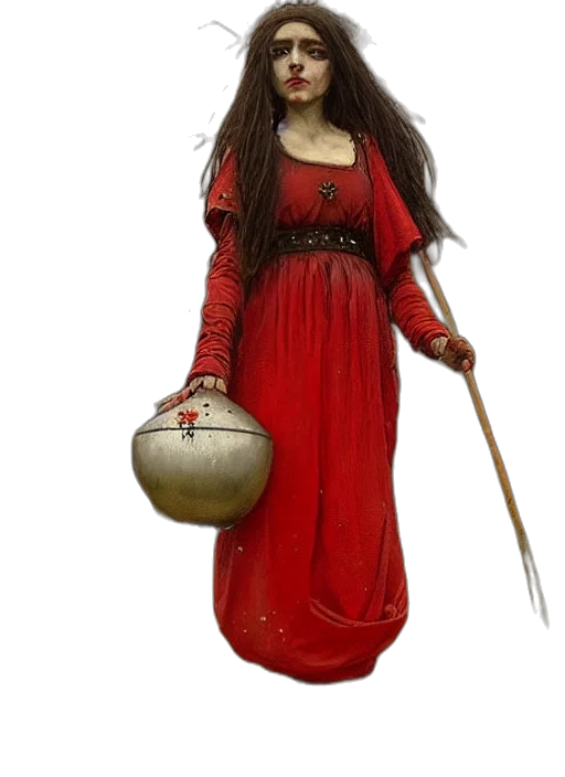 dress, staff, sword, jewelry transparent PNG cut-out