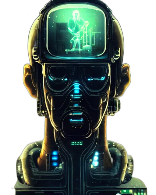robot, face, mask, cyberpunk transparent PNG cut-out