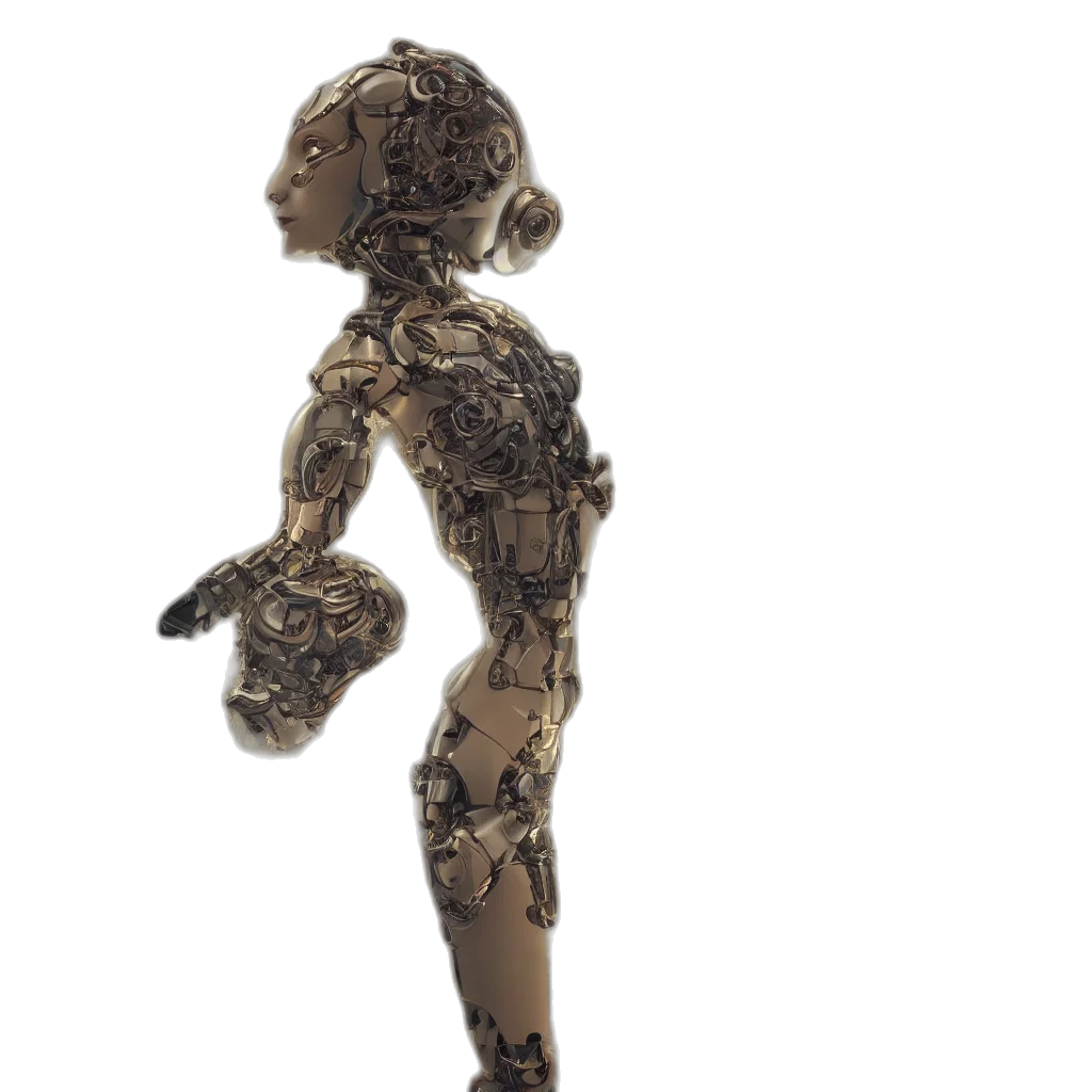 robot, staff, dress, hair transparent PNG cut-out