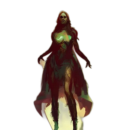 dress, creature, staff, concept art transparent PNG cut-out