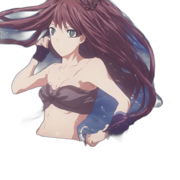 dress, weapon, staff, hair transparent PNG cut-out