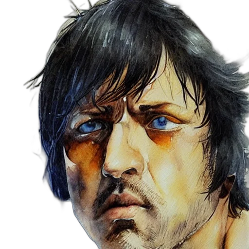 face, photorealistic, comic book art, watercolor transparent PNG cut-out