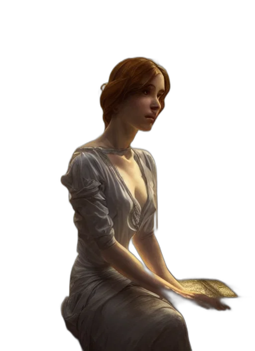 dress, staff, face, jewelry transparent PNG cut-out
