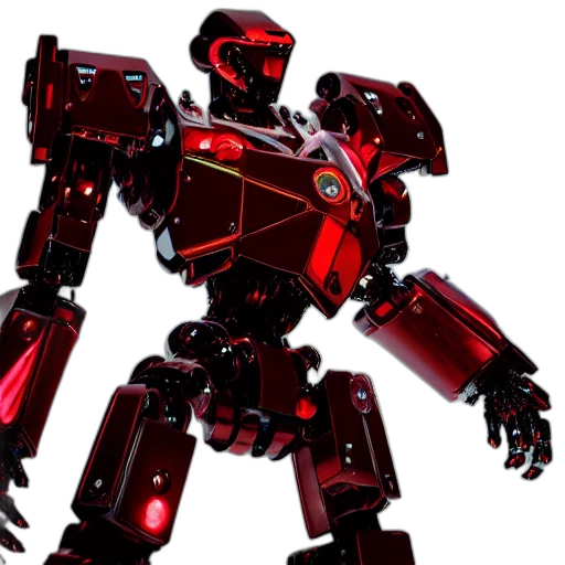 robot, 3d render, concept art, red transparent PNG cut-out