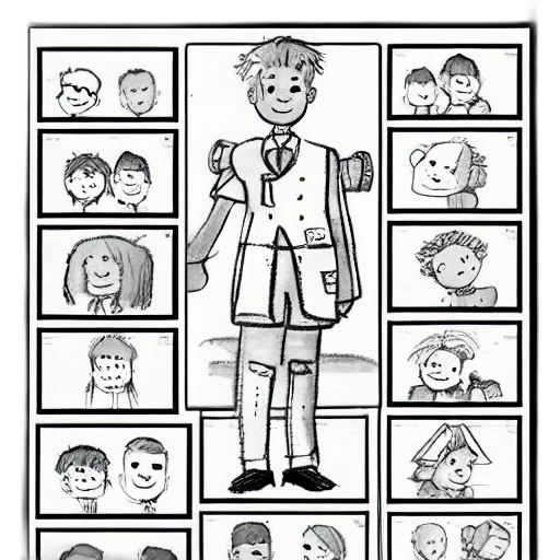 comic book art, cartoon, character, sheet transparent PNG cut-out
