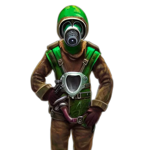 mask, jacket, staff, robot transparent PNG cut-out