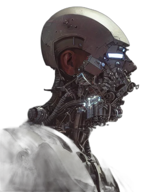 robot, face, mask, cyberpunk transparent PNG cut-out