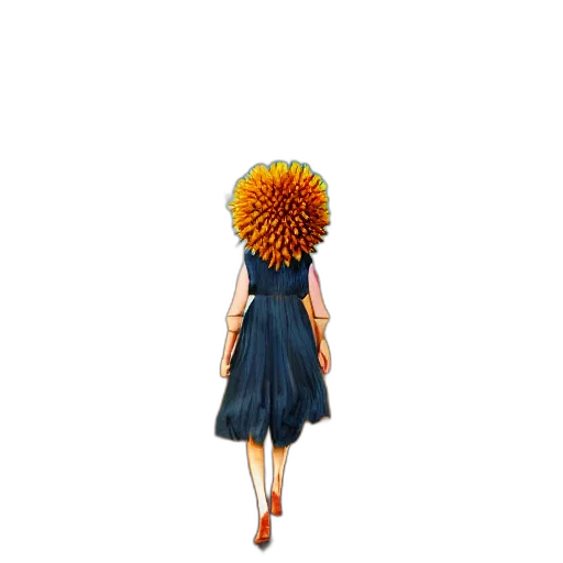 dress, flower, hair, staff transparent PNG cut-out