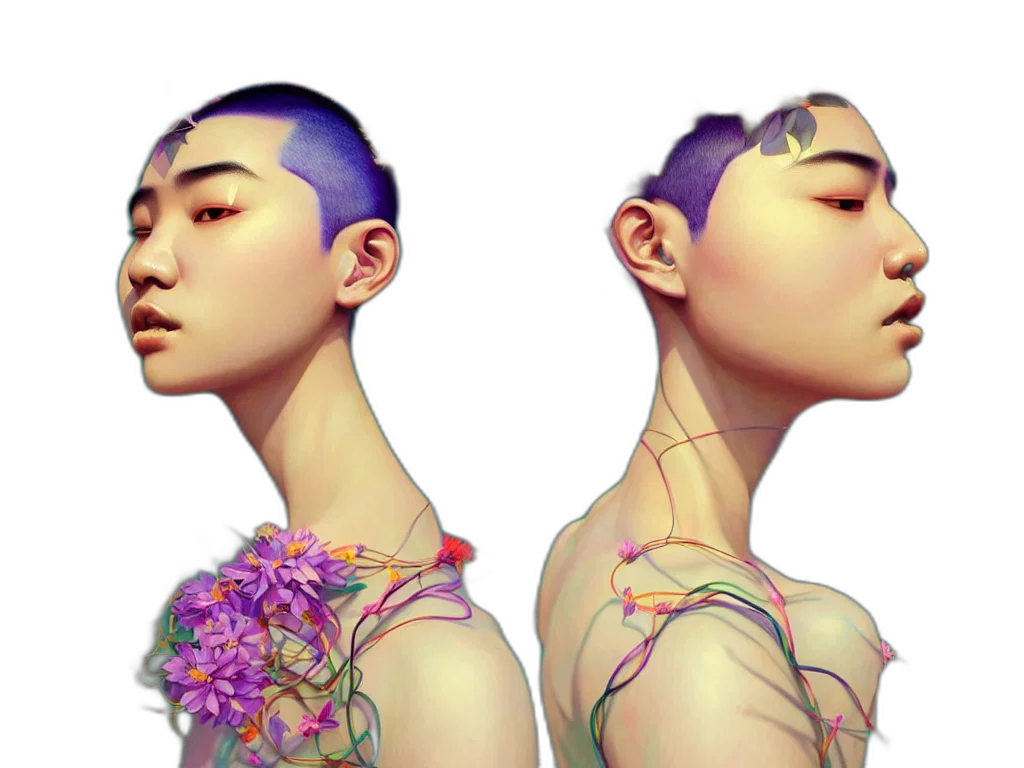 face, concept art, photorealistic, 3d render transparent PNG cut-out