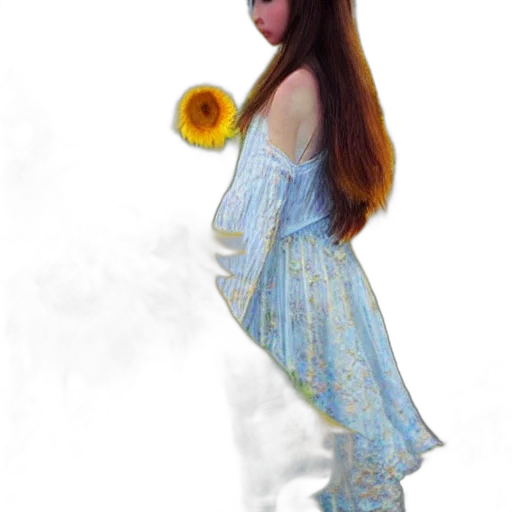 dress, staff, hair, jewelry transparent PNG cut-out
