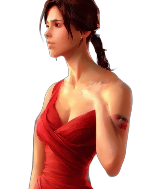 dress, jewelry, staff, face transparent PNG cut-out