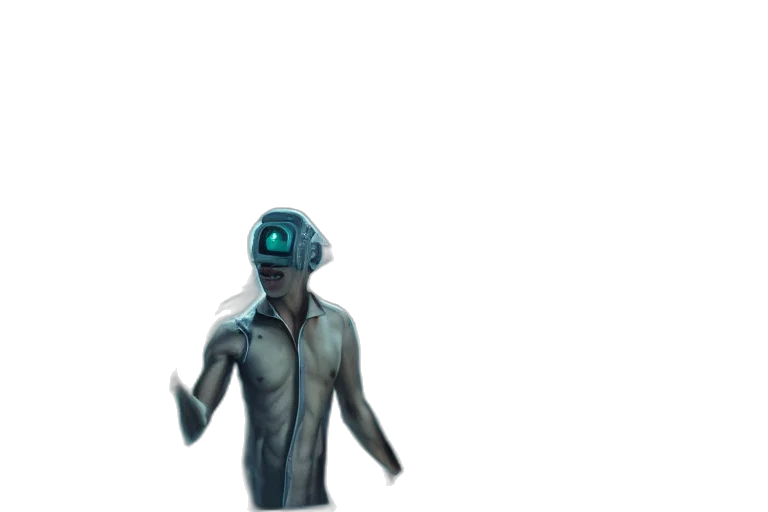 robot, mask, creature, staff transparent PNG cut-out