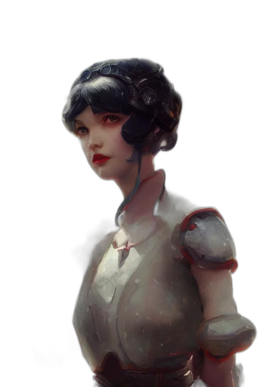robot, dress, face, staff transparent PNG cut-out
