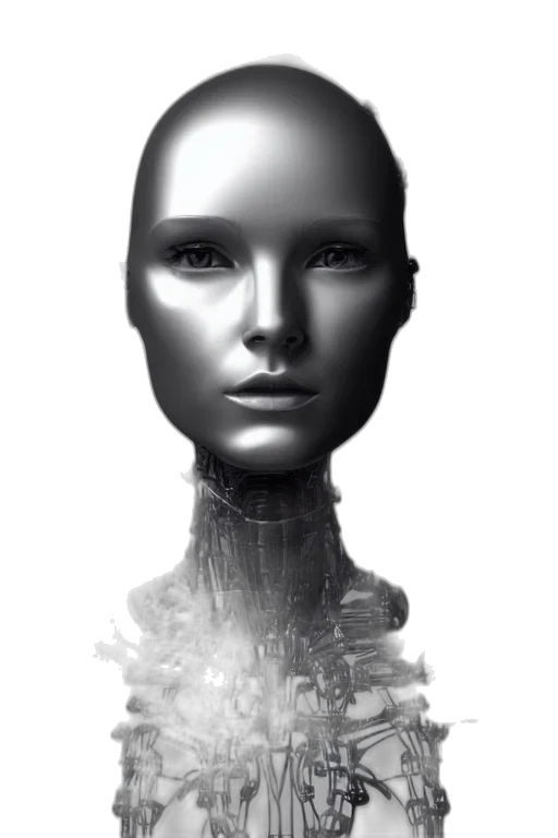 face, robot, mask, hair transparent PNG cut-out