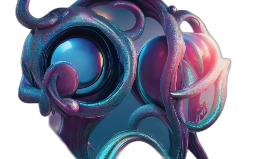 mask, robot, concept art, 3d render transparent PNG cut-out