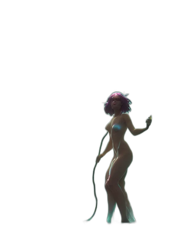 dress, staff, creature, hair transparent PNG cut-out
