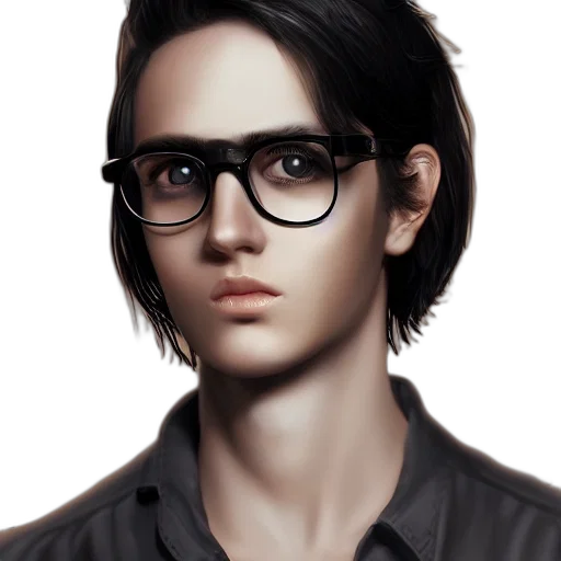 face, hair, staff, photorealistic transparent PNG cut-out